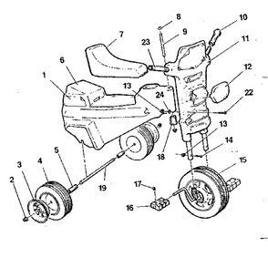 Replacement Parts Diagram and Parts List for 0666  Power Wheels Ride-On Cars